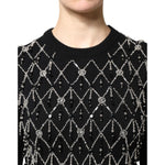 Dolce & Gabbana Black Cashmere Embellished Long Sleeves Top THS90420-36