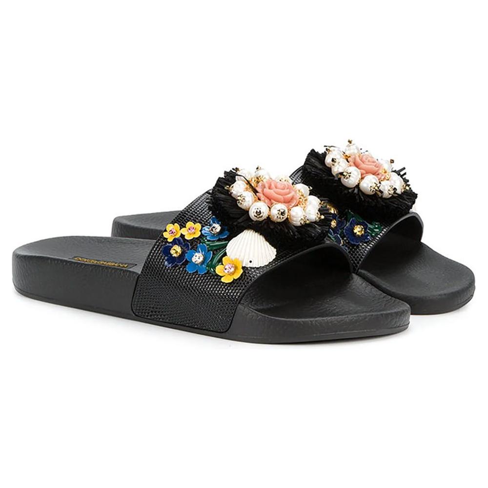 Dolce & Gabbana Black Cotton Sandal