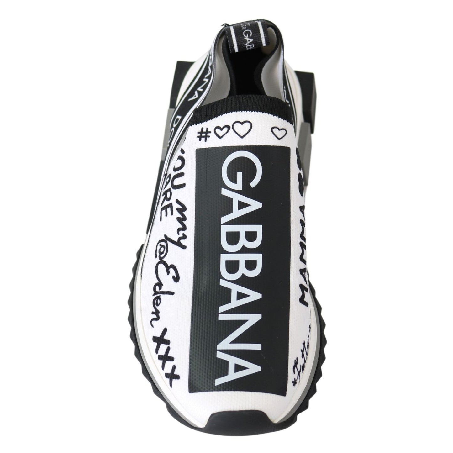Dolce & Gabbana White Black Slip On Sorrento Sneakers LA8152-36