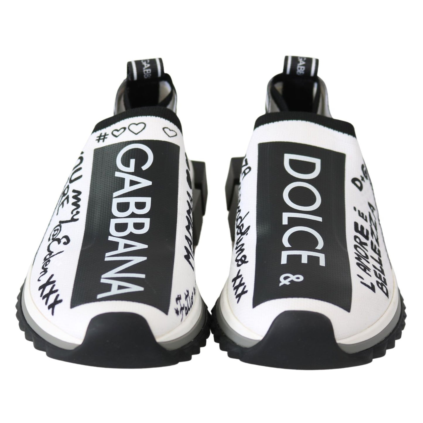 Dolce & Gabbana White Black Slip On Sorrento Sneakers LA8152-36