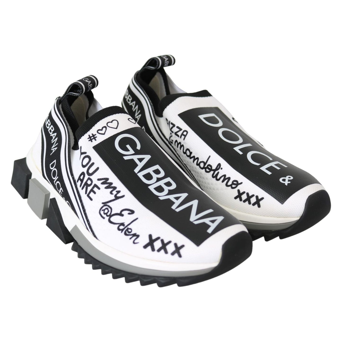 Dolce & Gabbana White Black Slip On Sorrento Sneakers LA8152-36