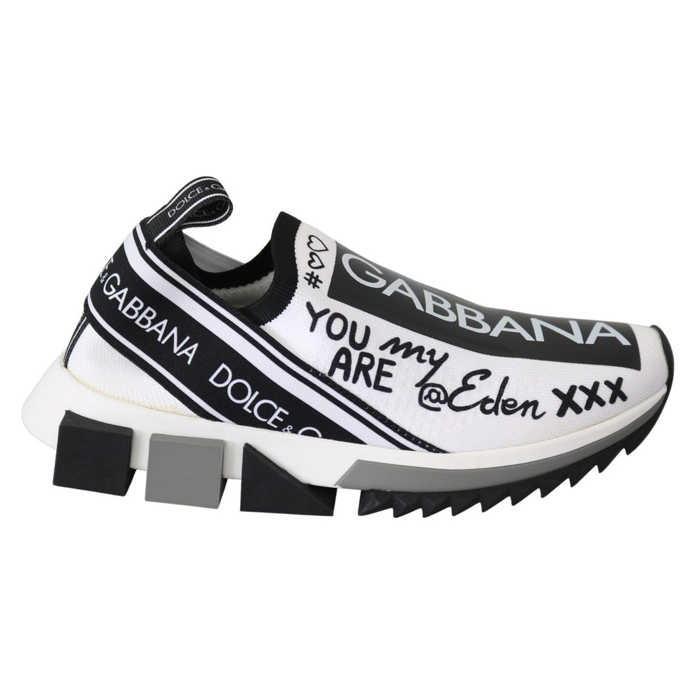Dolce & Gabbana White Black Slip On Sorrento Sneakers LA8152-36