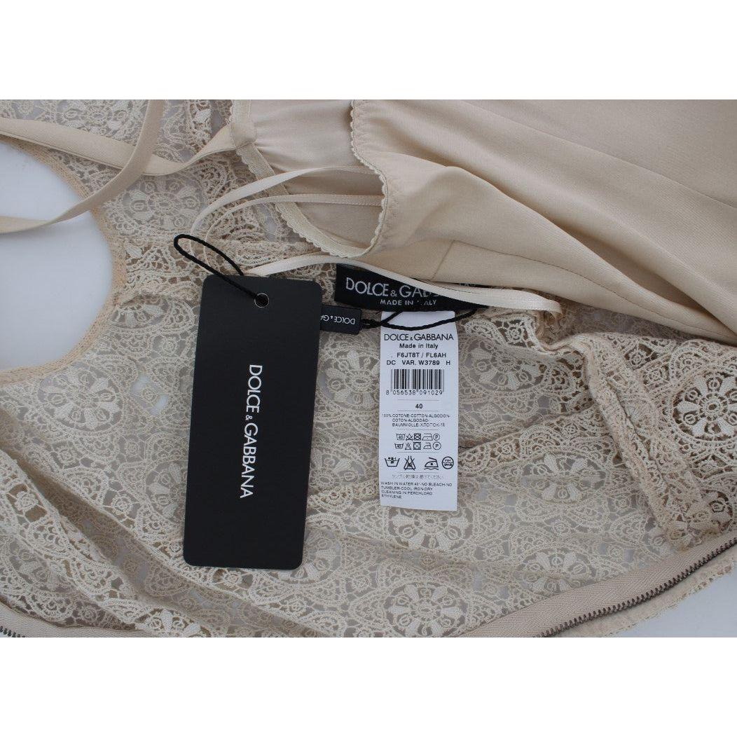 Dolce & Gabbana Elegant Beige Floral Cutout Maxi Dress Dresses Dolce & Gabbana Light Slate Gray