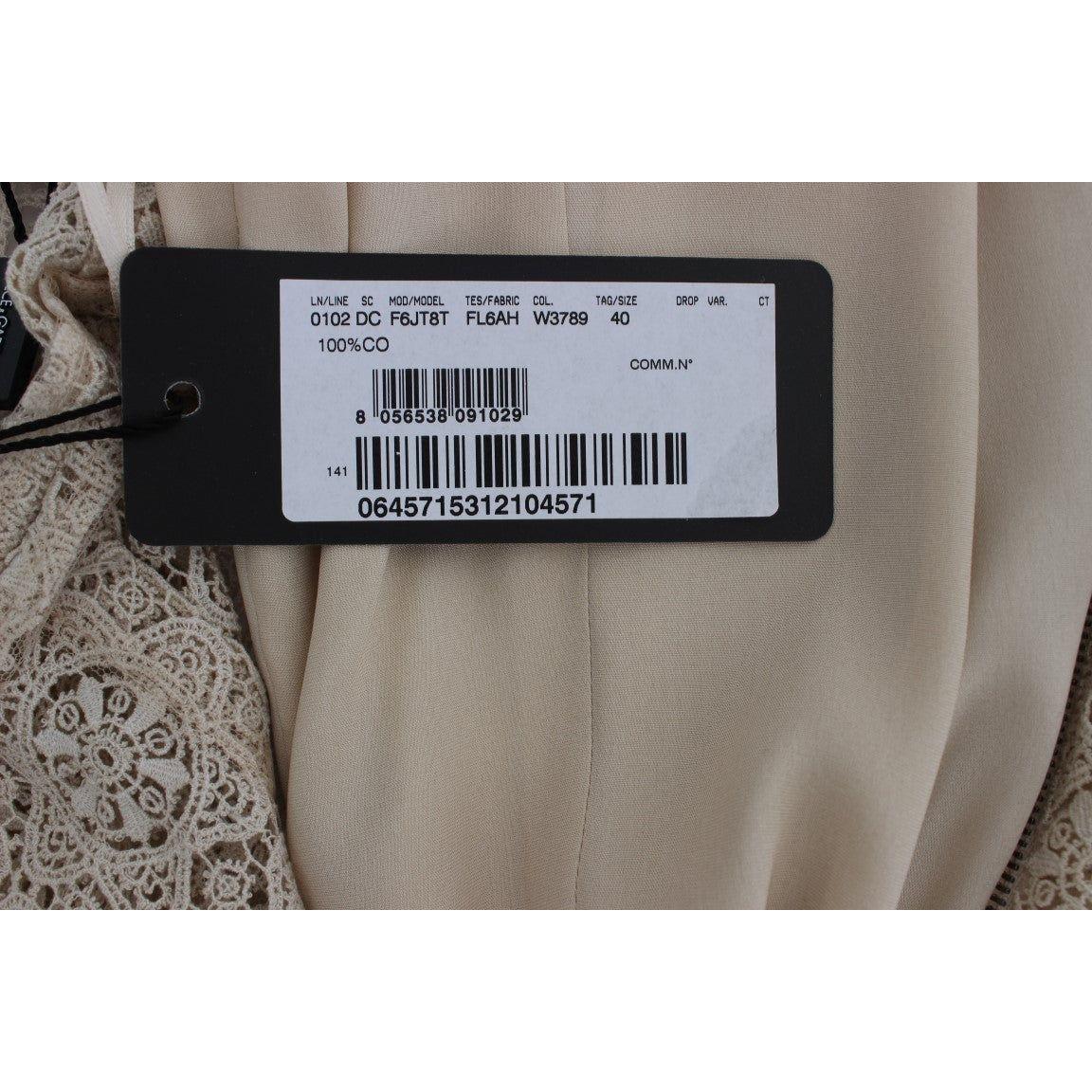 Dolce & Gabbana Elegant Beige Floral Cutout Maxi Dress Dresses Dolce & Gabbana Slate Gray