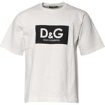 Dolce & Gabbana White Cotton DG Logo Print Round Neck T-shirt TSH90611-46