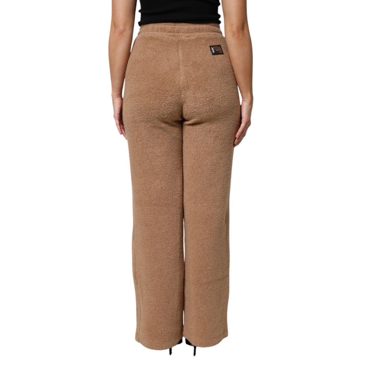 Dolce & Gabbana Brown Logo Plaque Sweatpants Straight Pants