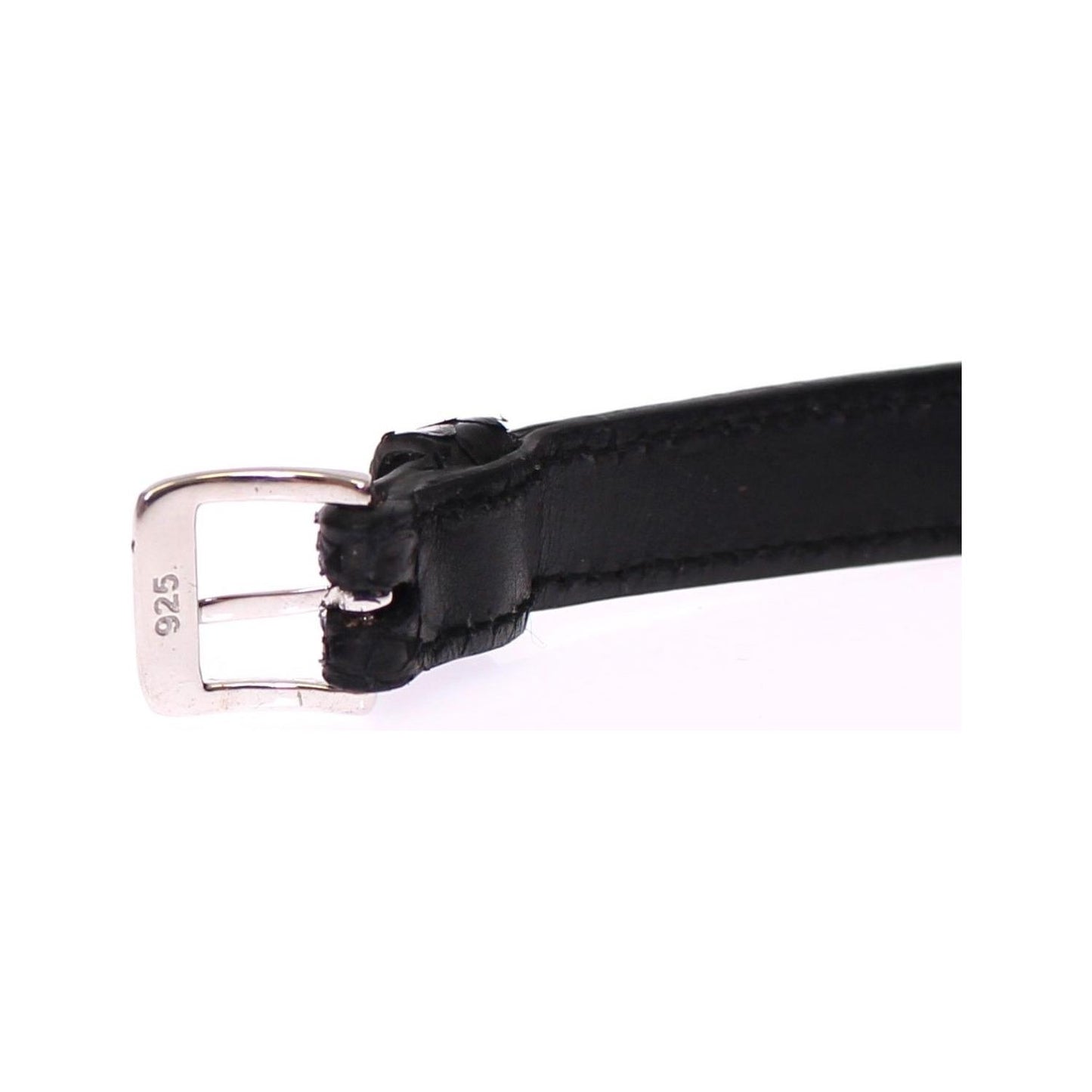 Nialaya Exquisite Black Snakeskin Silver Bracelet Bracelet Nialaya Dark Slate Gray