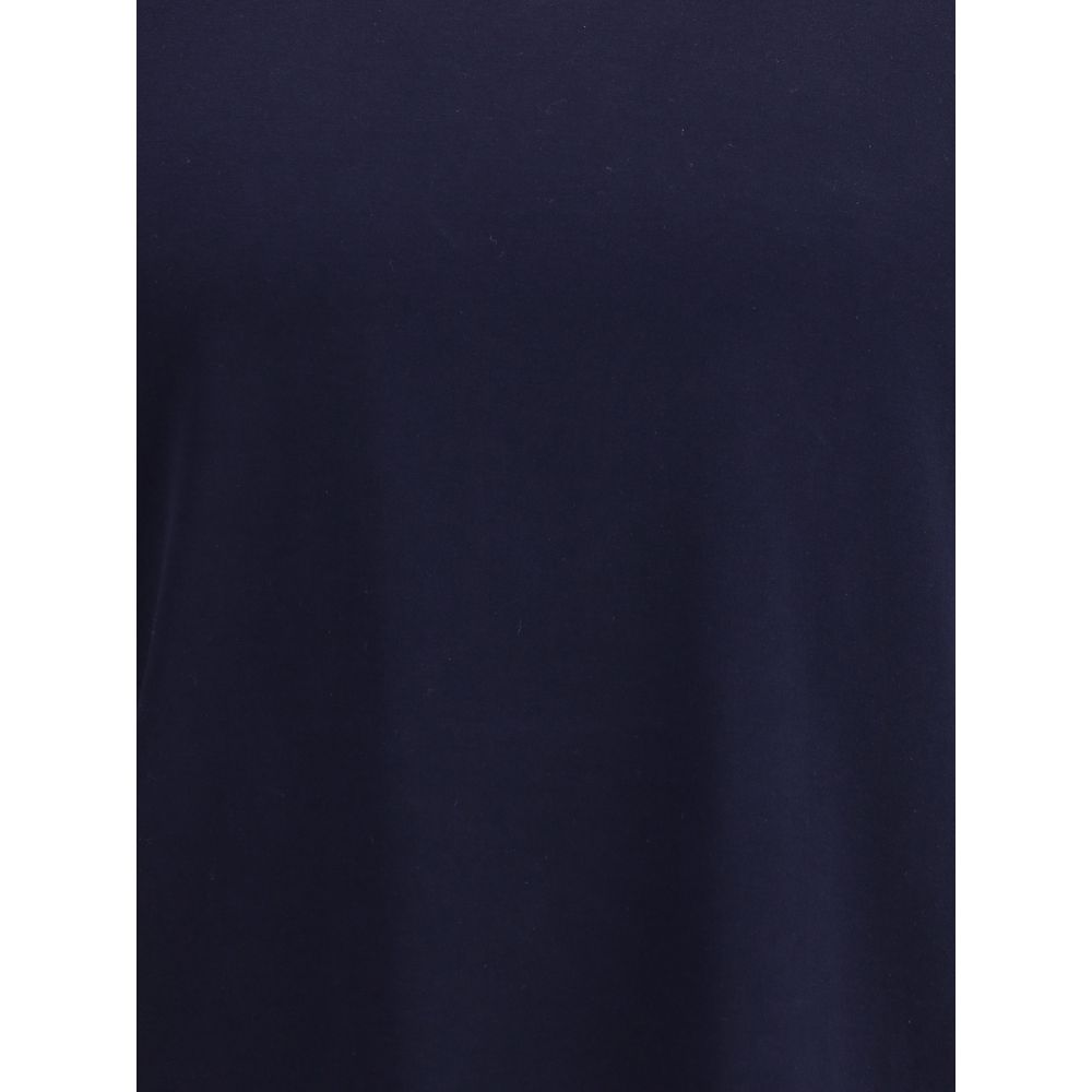 Close-up of Brunello Cucinelli Monochrome T-Shirt showcasing high ribbed crew neck and turned-up hem in dark color