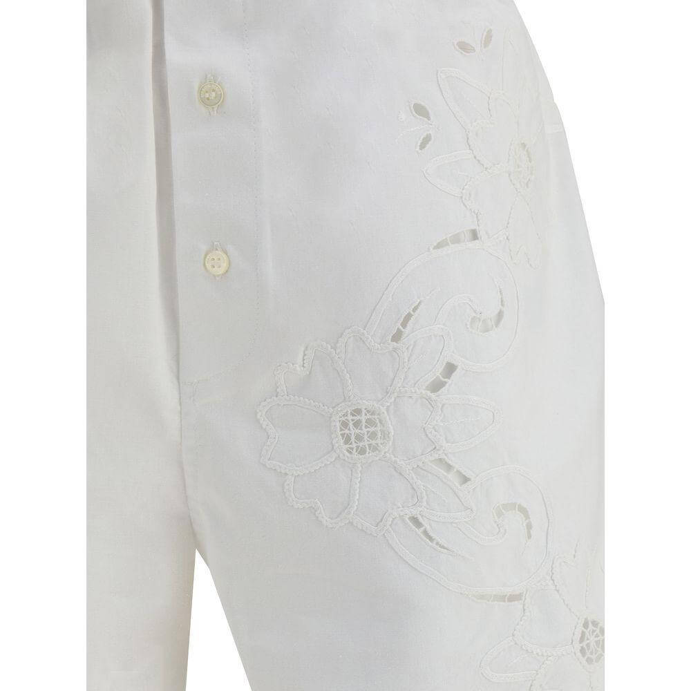 Marine Serre Linen Shorts MA-USH002AUWOV0007WH10-S