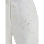 Marine Serre Linen Shorts MA-USH002AUWOV0007WH10-S
