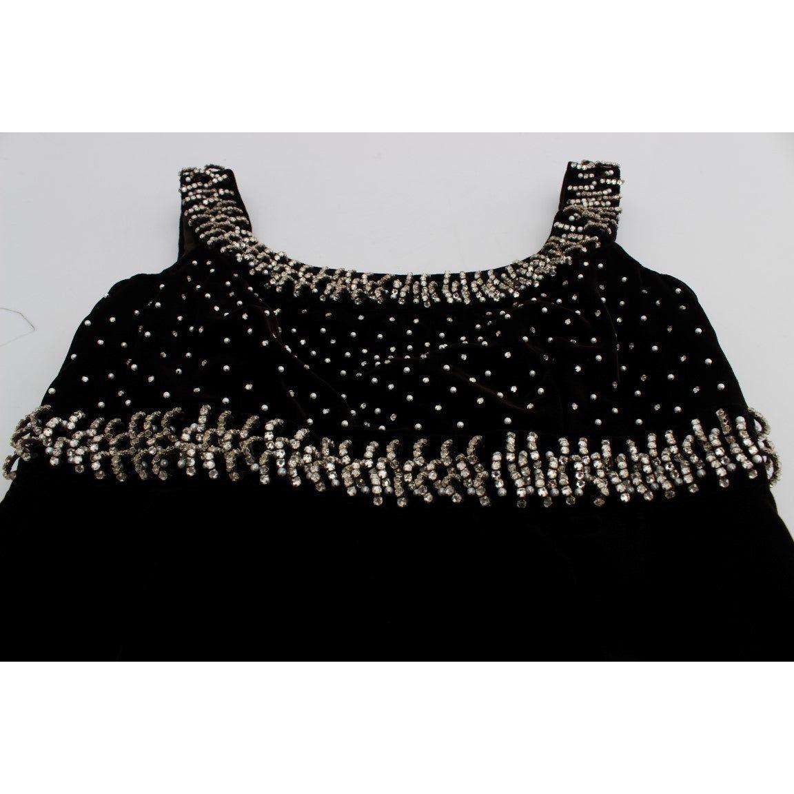 Dolce & Gabbana Elegant Brown Velvet Crystal Gown Dolce & Gabbana Light Gray