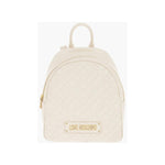 Moschino Moschino LOVE Quilted Faux Leather Backpack with Golden Logo MOP537883GD 1728,74866327712,Backpacks - Women - Bags,Bags,Beige,Moschino,New with tags,Women,Women - Bags