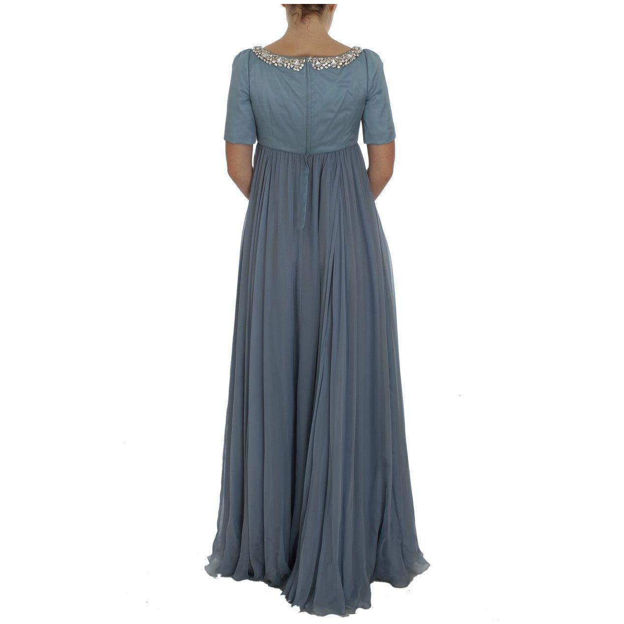 Dolce & Gabbana Elegant Crystal-Embellished Silk Gown Dolce & Gabbana Dim Gray