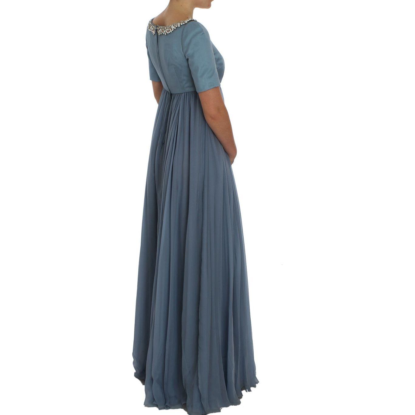 Dolce & Gabbana Elegant Crystal-Embellished Silk Gown Dolce & Gabbana Dark Slate Gray