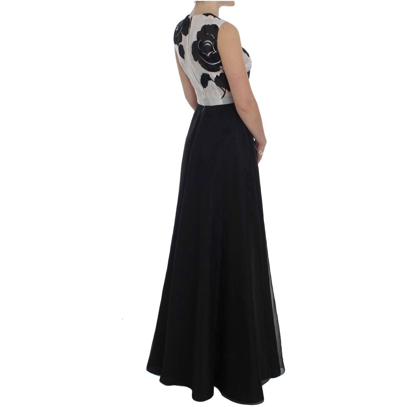 Dolce & Gabbana Elegant Floral Silk Full Length Dress Dolce & Gabbana Dark Gray