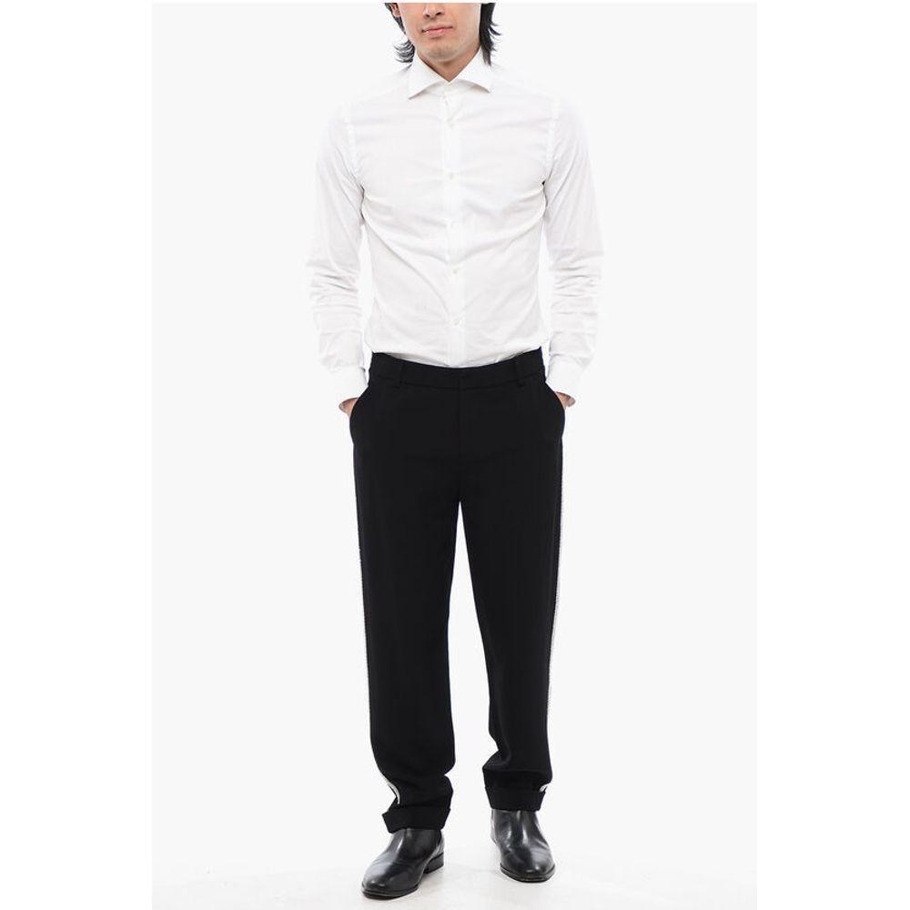Balmain Viscose Chinos Pants with Side Rhinestoned Bands