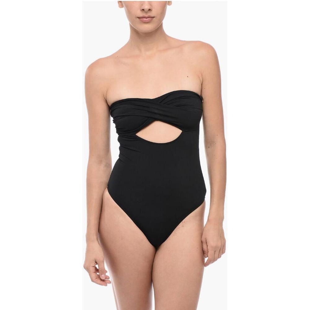AllSaints Strapless TATUM One-Piece Swimsuit with Cut-Out Detail