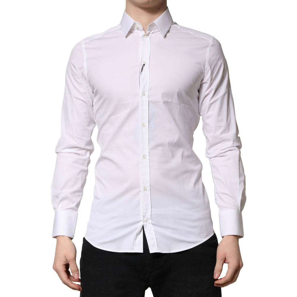 Dolce & Gabbana White GOLD Cotton Men Dress Formal Shirt TSH90686-38