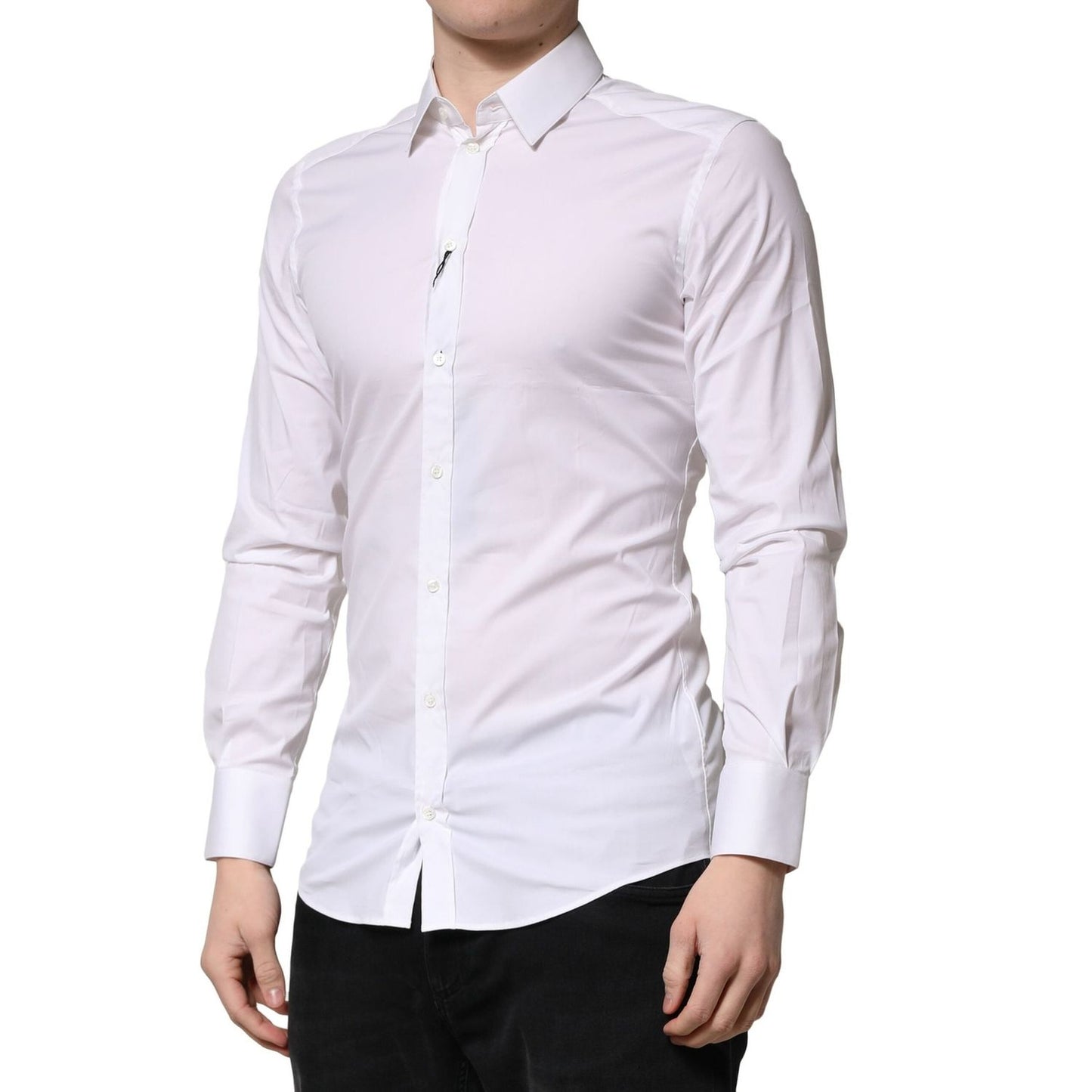 Dolce & Gabbana White GOLD Cotton Men Dress Formal Shirt TSH90686-38