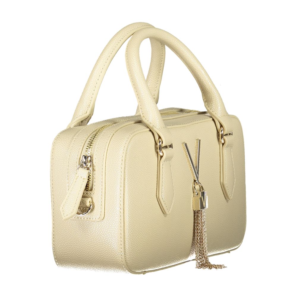 Mario Valentino Beige Polyethylene Women Handbag with two handles and adjustable strap, elegant design, featuring durable construction.