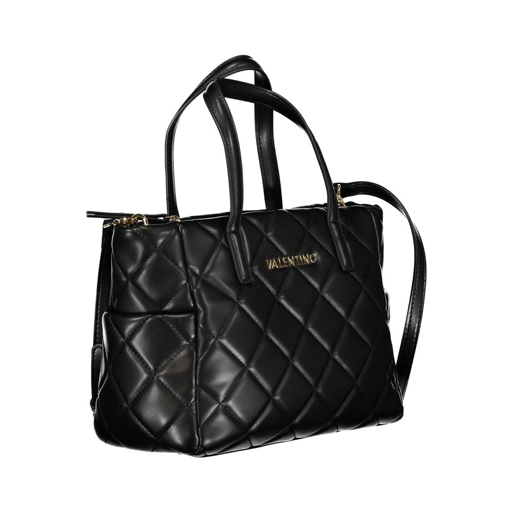 Mario Valentino Black Polyethylene Women Handbag with quilted design and versatile pockets for a modern lifestyle.