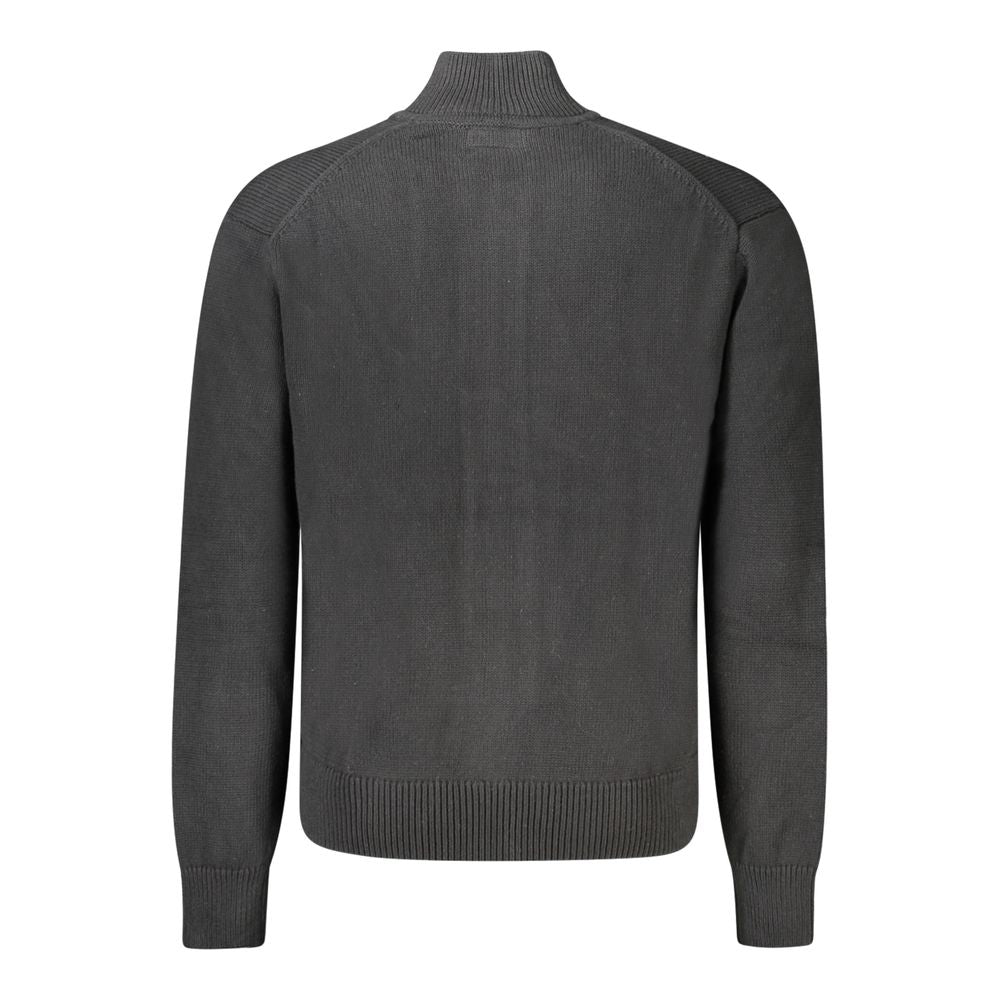 Back view of Guess Jeans Black Cotton Men Sweater with sleek design and premium cotton material.