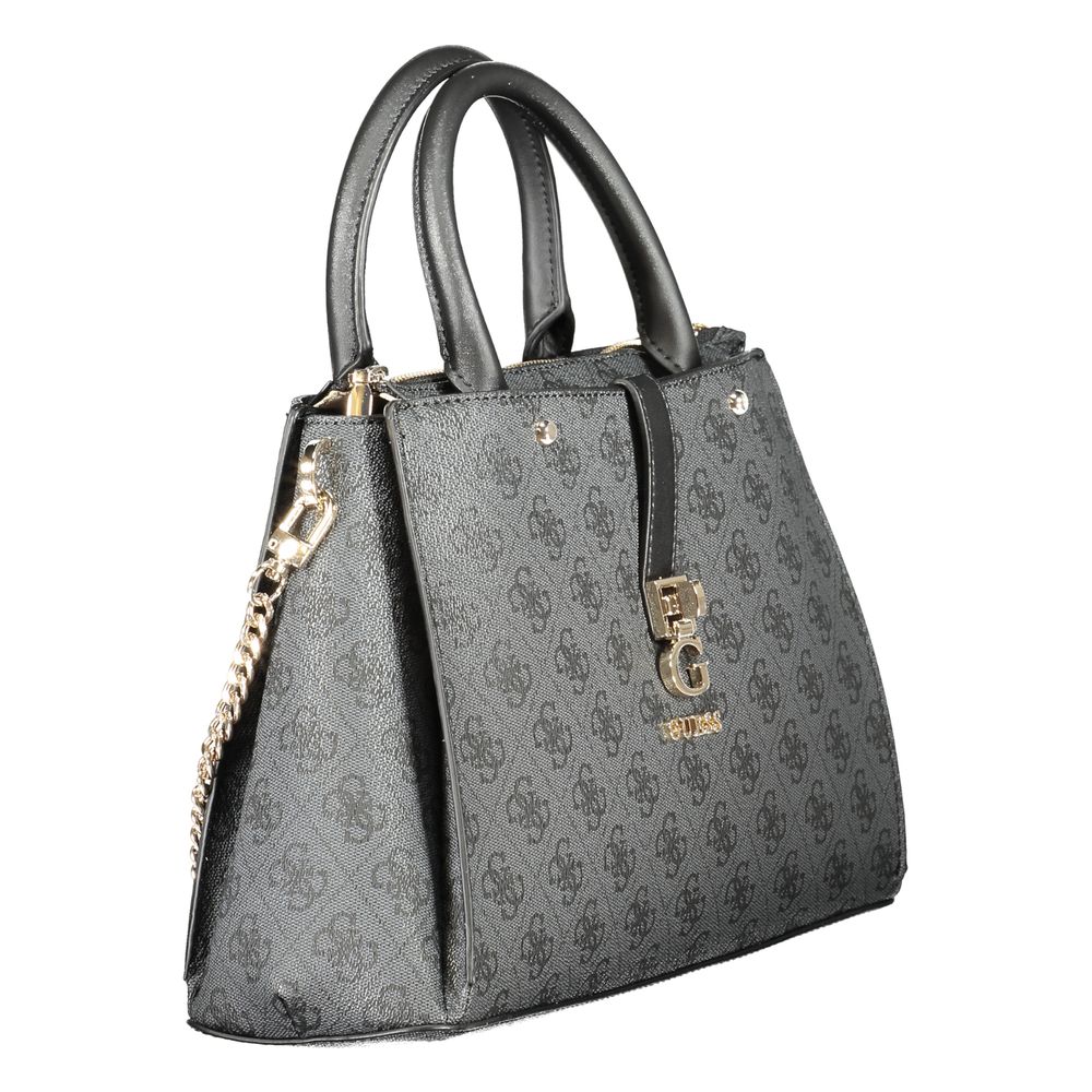 Guess Jeans Brown Polyethylene Women Handbag with dual handles and chain, showcasing chic design and modern elegance.