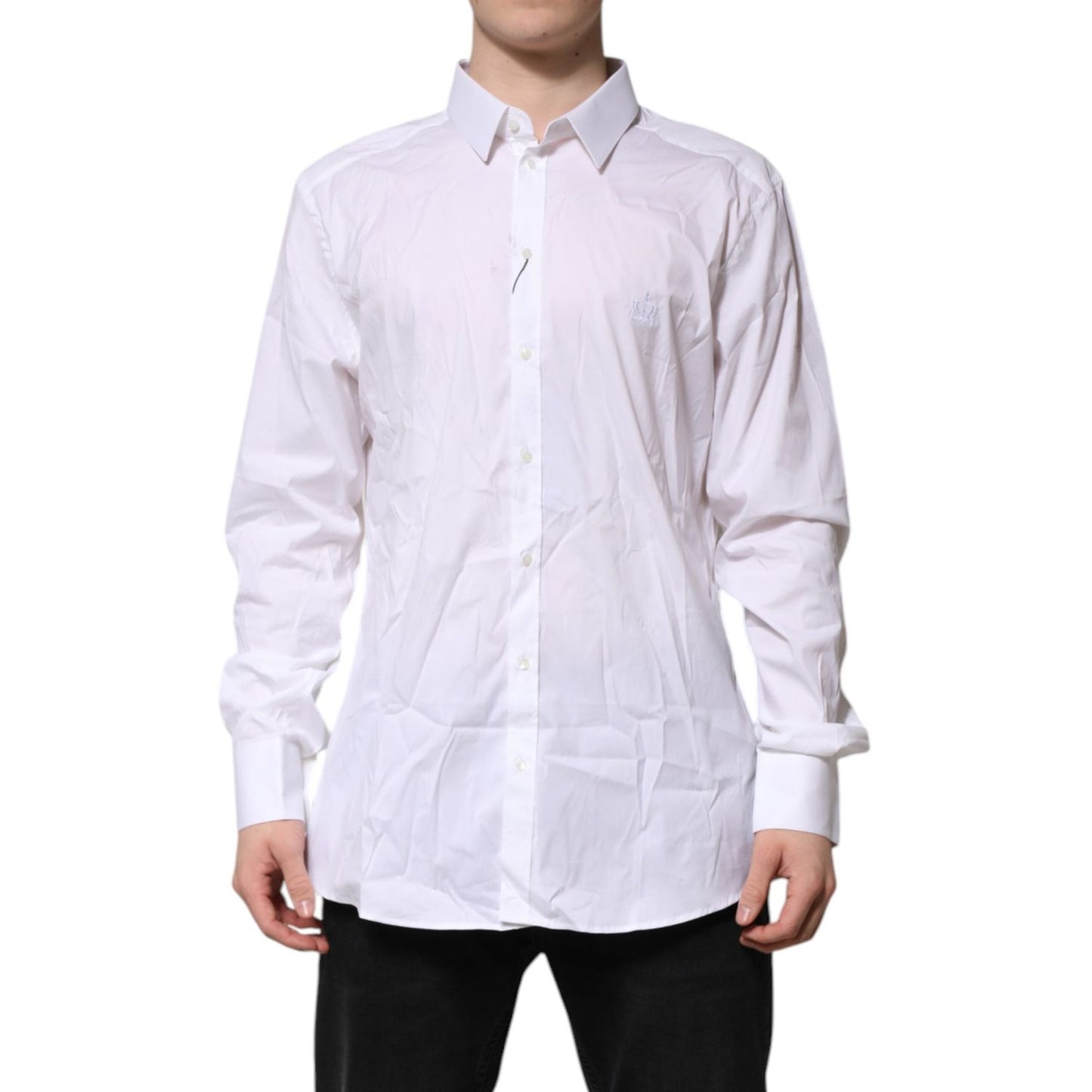 Dolce & Gabbana White GOLD Cotton Men Dress Formal Shirt TSH906898-40