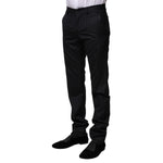 Dolce & Gabbana Black Wool Striped Formal Pants PAN75588-44