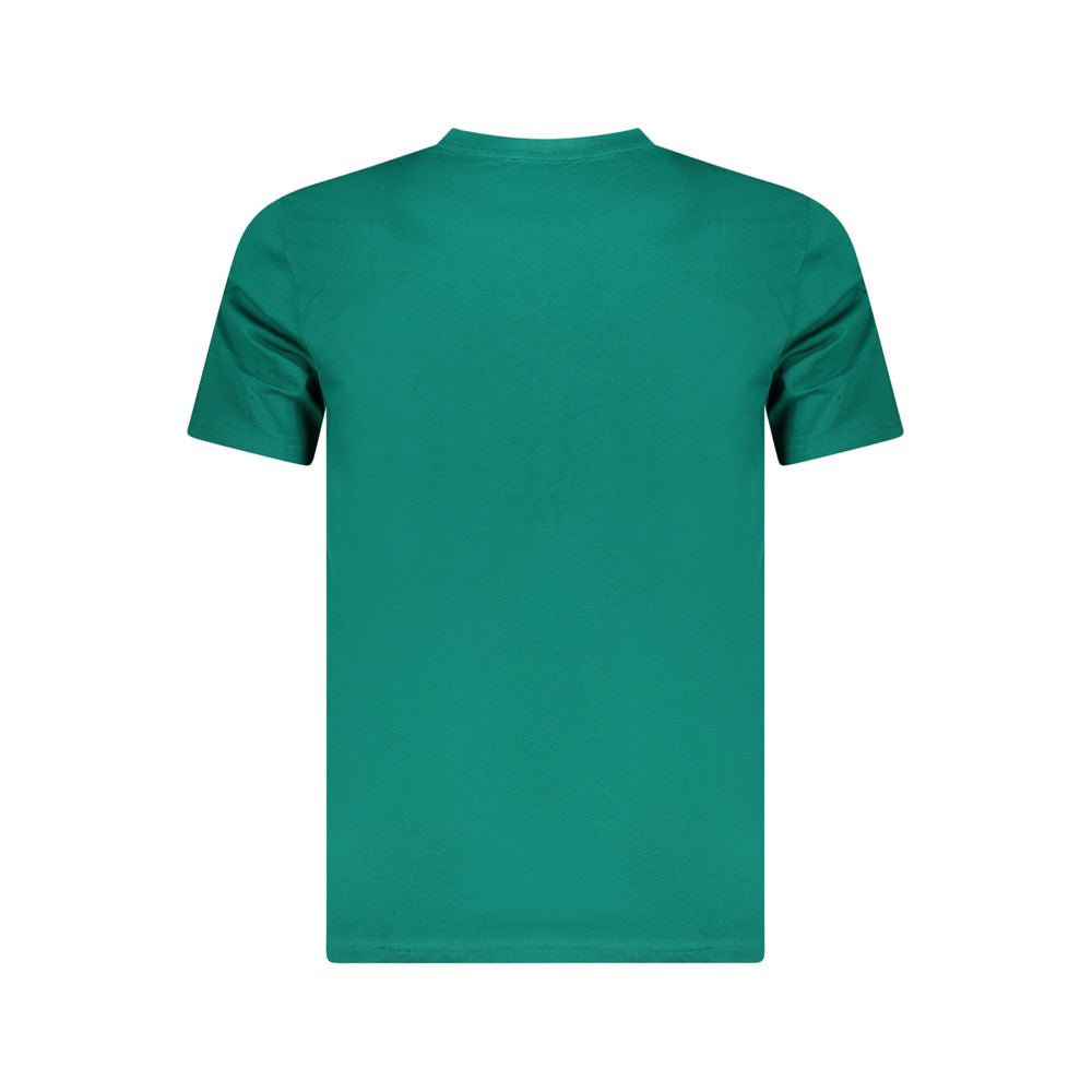 Cavalli Class Green Cotton T-Shirt with short sleeves, crew neck, print, and logo