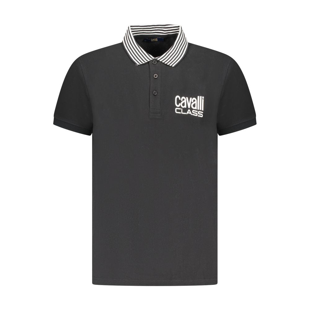 Cavalli Class Black Cotton Men Polo Shirt CA-36703-M