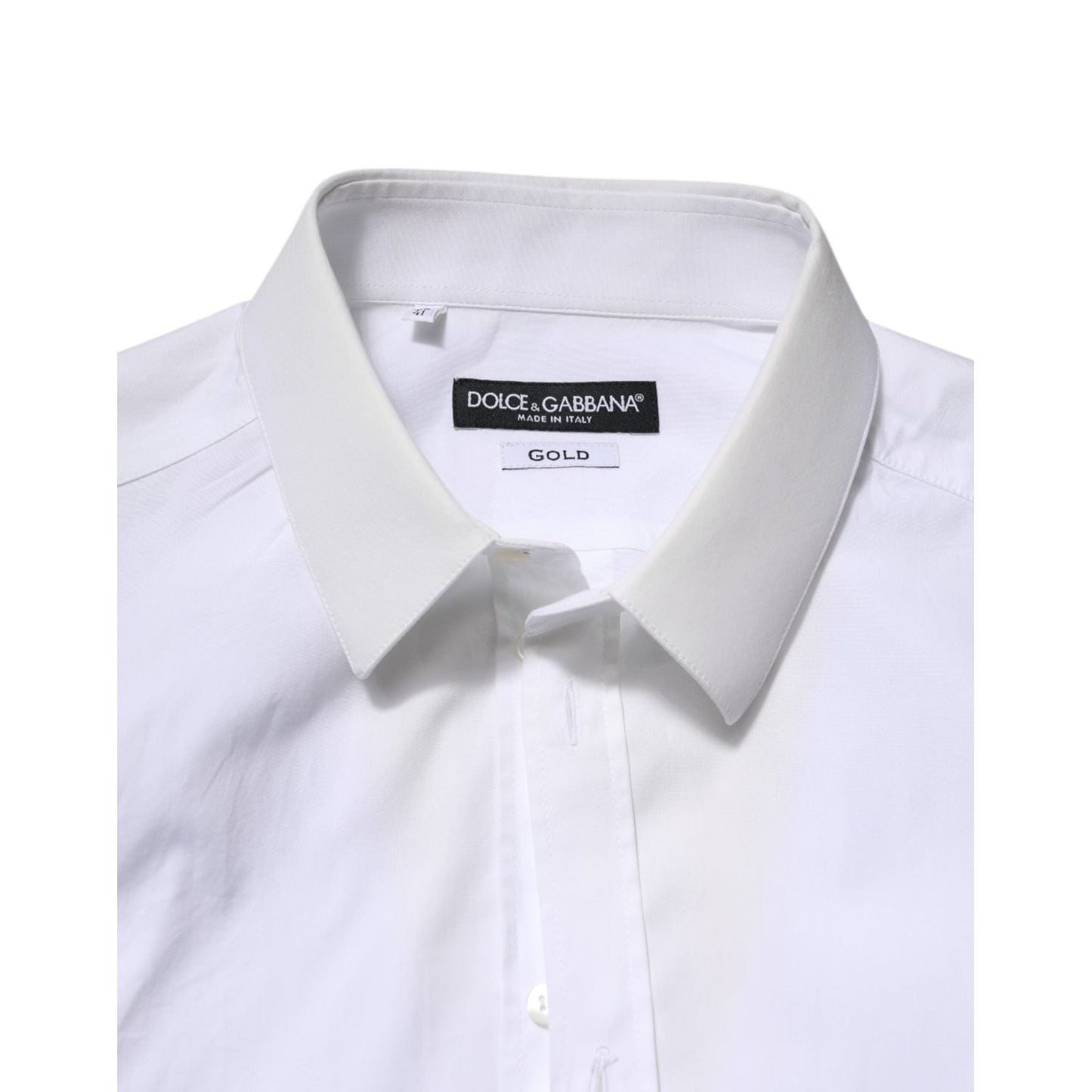 Dolce & Gabbana White Cotton GOLD Long Sleeves Dress Shirt TSH906914-37