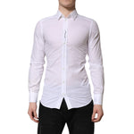 Dolce & Gabbana White Cotton GOLD Long Sleeve Men Dress Shirt TSH906938-39