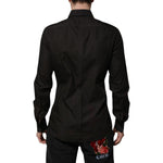 Dolce & Gabbana Black Cotton Jacquard GOLD Collar Dress Shirt TSH906949-41