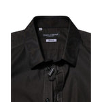 Dolce & Gabbana Black Cotton Jacquard GOLD Collar Dress Shirt TSH906949-41