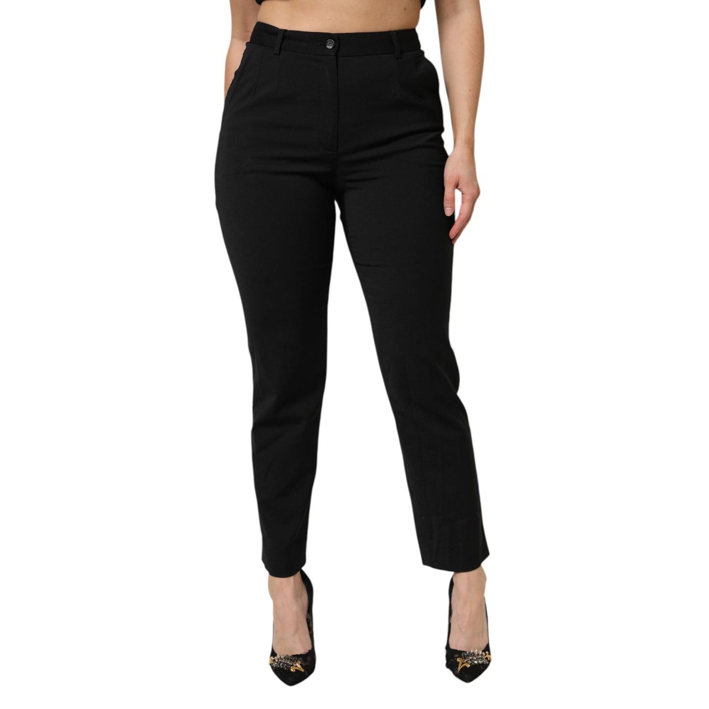 Dolce & Gabbana Black High Waisted Tapered STAFF Pants PAN76506-42