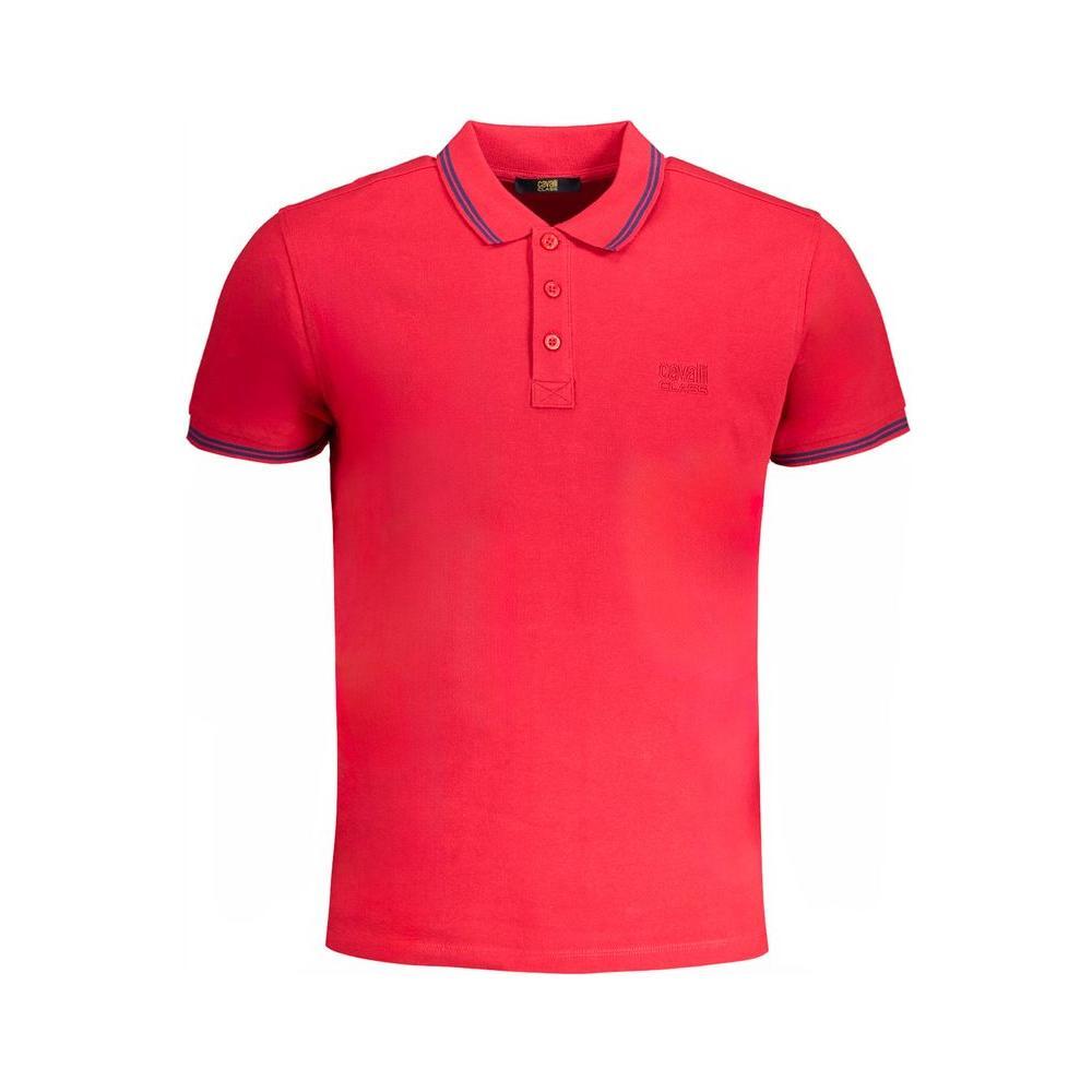 Cavalli Class Red Cotton Polo Shirt CA-31311-M