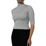 Dolce & Gabbana Light Green Silk Turtleneck 3/4 Sleeves Top TSH906754-38