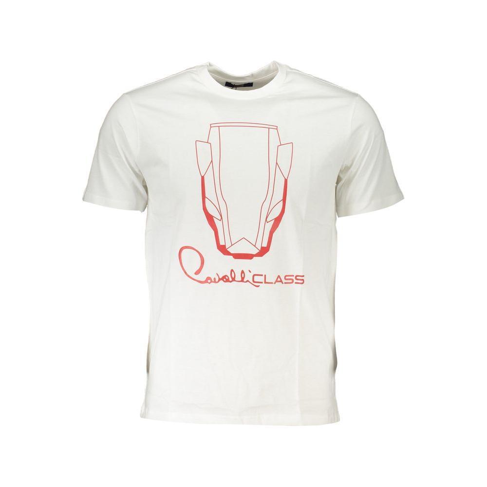 Cavalli Class White Cotton T-Shirt CA-26763-XXL