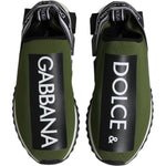 Dolce & Gabbana Green Black Slip On Sorrento Sneakers Shoes 1728,67345645728,Dolce & Gabbana,EU39.5/US6.5,EU41.5/US8.5,Green,Material: 50% Nylon 20% Elastane 15% Leather 15% PU 15% Viscose,Men,Men - Shoes,New with tags,Shoes,Sneakers - Men - Shoes Dolce &