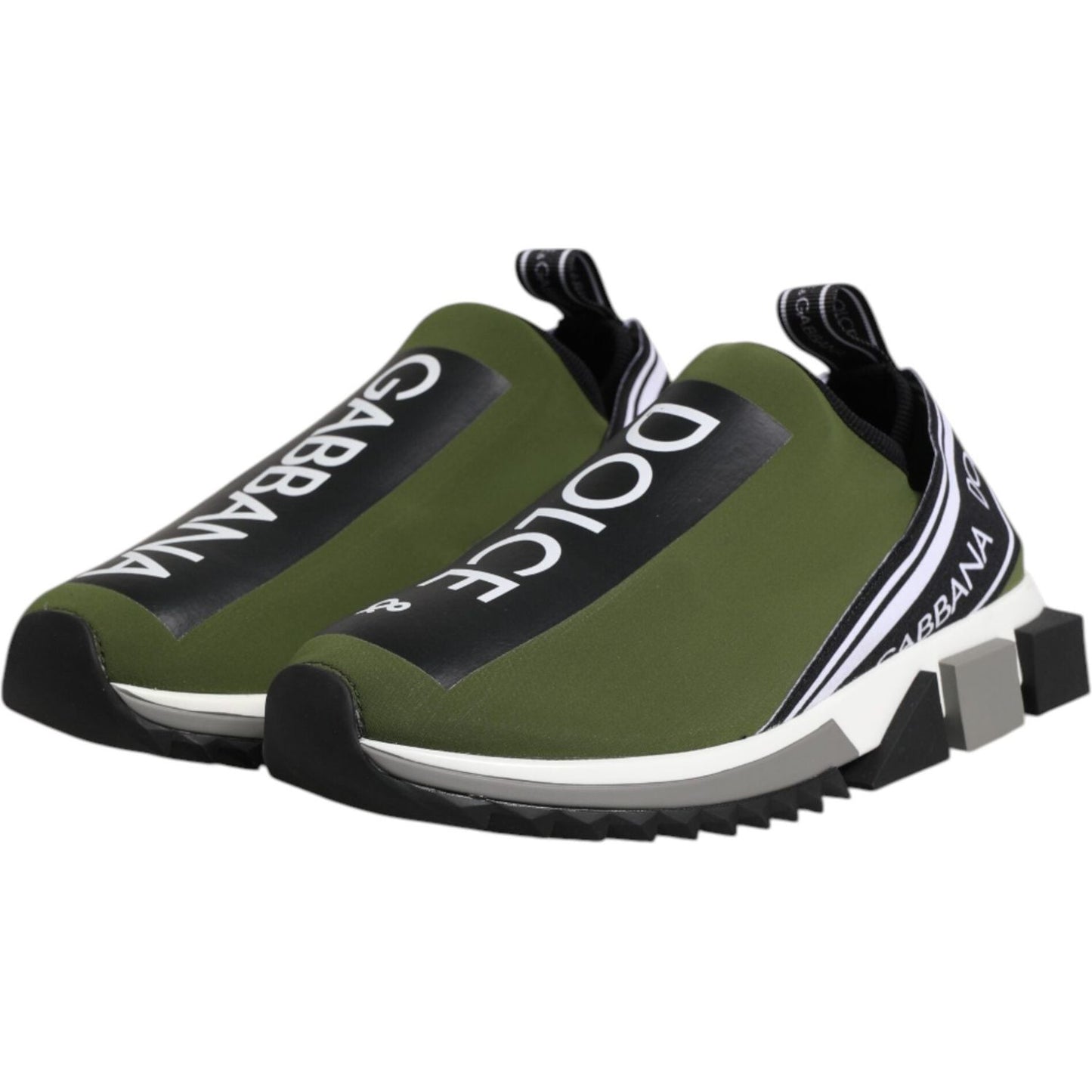 Dolce & Gabbana Green Black Slip On Sorrento Sneakers Shoes 1728,67345645728,Dolce & Gabbana,EU39.5/US6.5,EU41.5/US8.5,Green,Material: 50% Nylon 20% Elastane 15% Leather 15% PU 15% Viscose,Men,Men - Shoes,New with tags,Shoes,Sneakers - Men - Shoes Dolce &