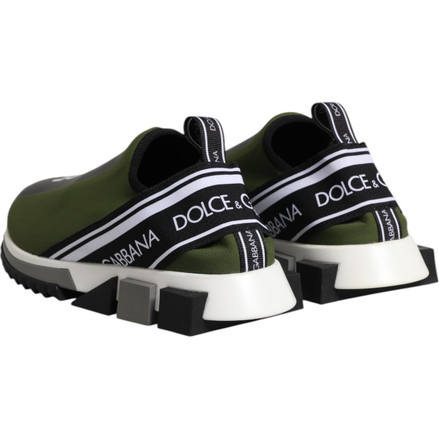 Dolce & Gabbana Green Black Slip On Sorrento Sneakers Shoes 1728,67345645728,Dolce & Gabbana,EU39.5/US6.5,EU41.5/US8.5,Green,Material: 50% Nylon 20% Elastane 15% Leather 15% PU 15% Viscose,Men,Men - Shoes,New with tags,Shoes,Sneakers - Men - Shoes Dolce &