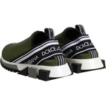 Dolce & Gabbana Green Black Slip On Sorrento Sneakers Shoes 1728,67345645728,Dolce & Gabbana,EU39.5/US6.5,EU41.5/US8.5,Green,Material: 50% Nylon 20% Elastane 15% Leather 15% PU 15% Viscose,Men,Men - Shoes,New with tags,Shoes,Sneakers - Men - Shoes Dolce &