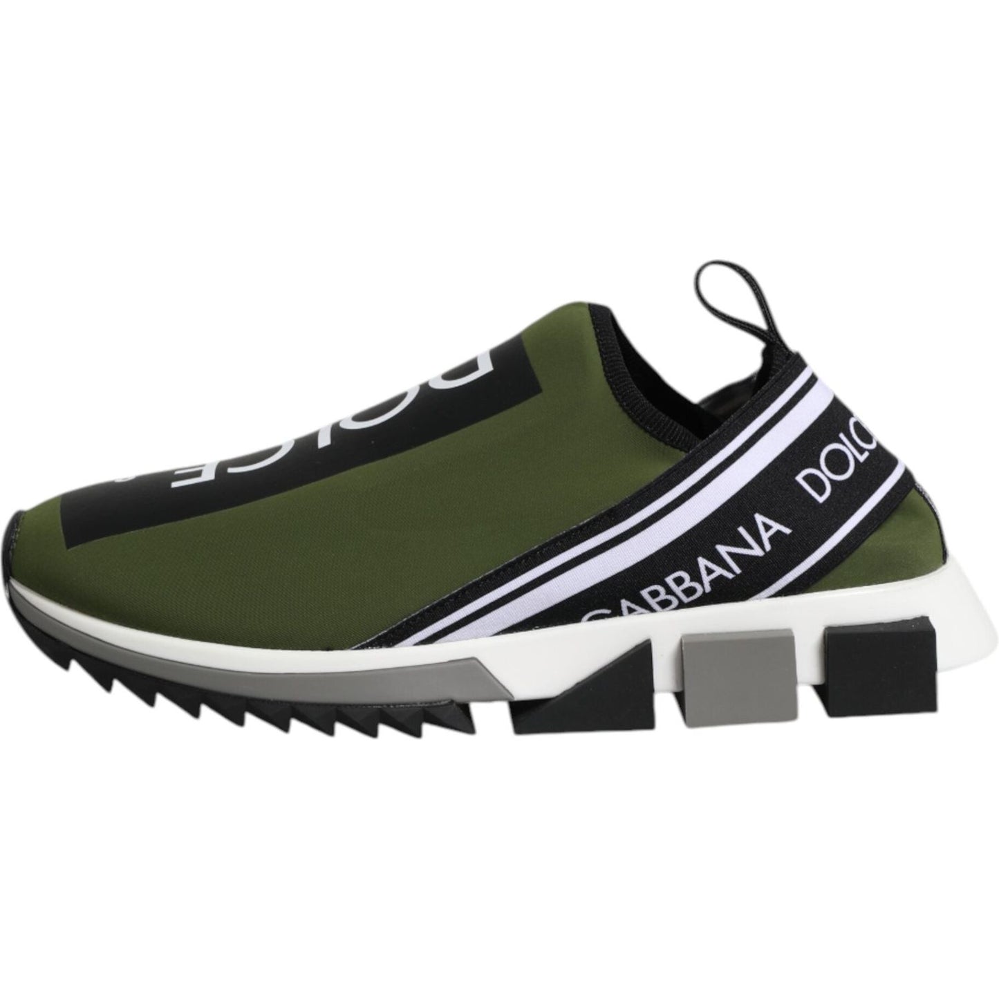 Dolce & Gabbana Green Black Slip On Sorrento Sneakers Shoes 1728,67345645728,Dolce & Gabbana,EU39.5/US6.5,EU41.5/US8.5,Green,Material: 50% Nylon 20% Elastane 15% Leather 15% PU 15% Viscose,Men,Men - Shoes,New with tags,Shoes,Sneakers - Men - Shoes Dolce &