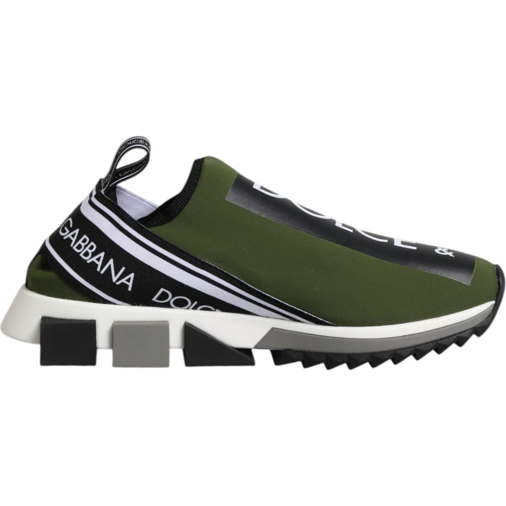 Dolce & Gabbana Green Black Slip On Sorrento Sneakers Shoes 1728,67345645728,Dolce & Gabbana,EU39.5/US6.5,EU41.5/US8.5,Green,Material: 50% Nylon 20% Elastane 15% Leather 15% PU 15% Viscose,Men,Men - Shoes,New with tags,Shoes,Sneakers - Men - Shoes Dolce &