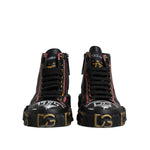 Dolce & Gabbana Black Leather Logo High Top Sneakers Shoes MV7350-43