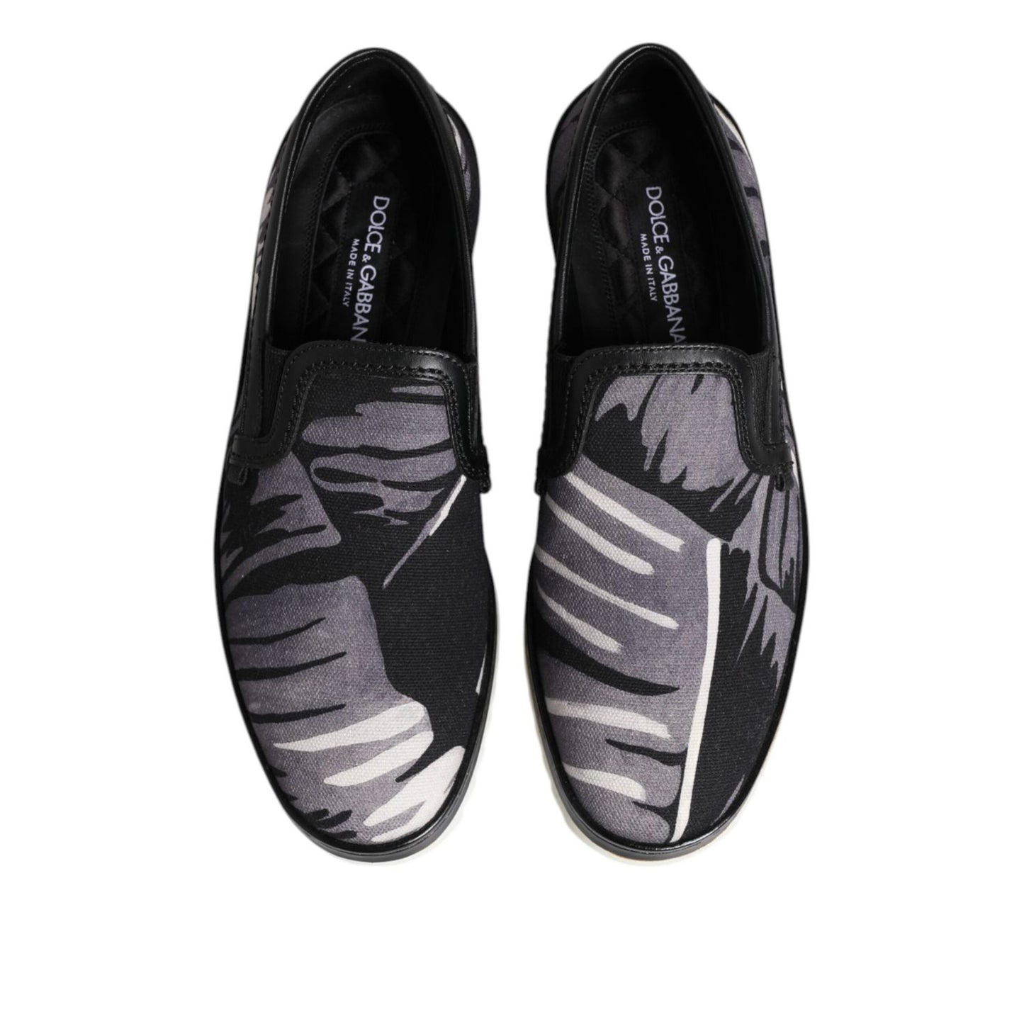 Dolce & Gabbana Black Tropical Slip On Men Sneakers Shoes MV7359-39.5