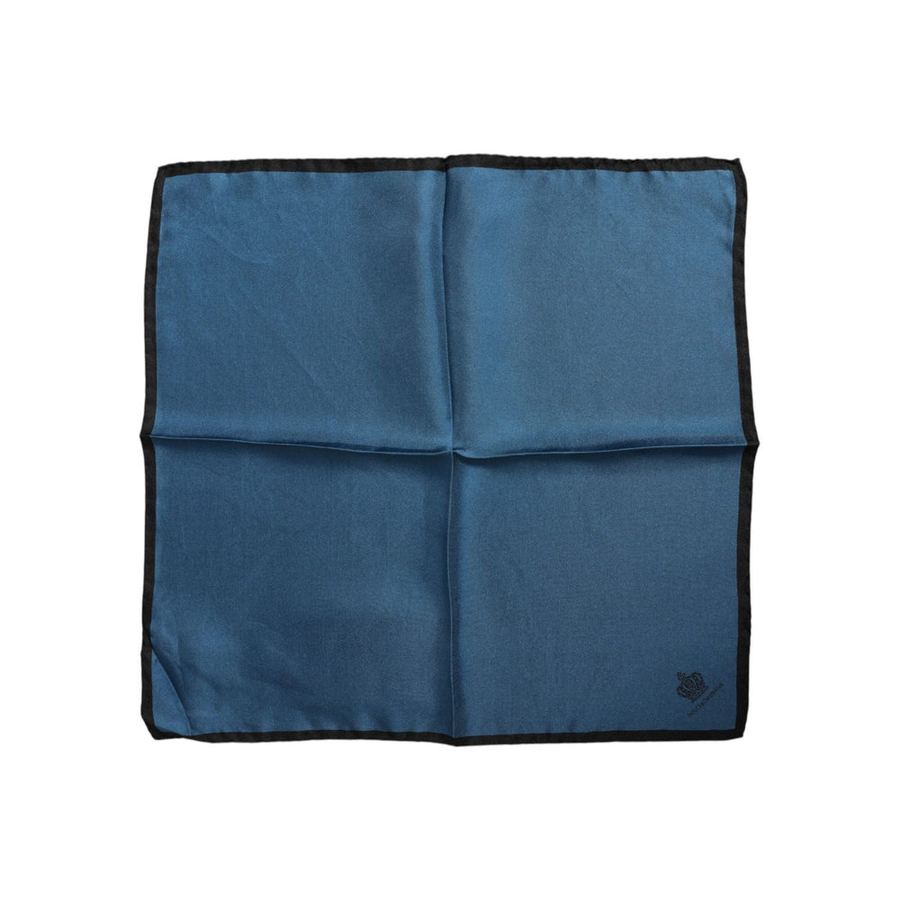 Dolce & Gabbana Blue DG Crown Silk Square Men Foulard Scarf MS7286