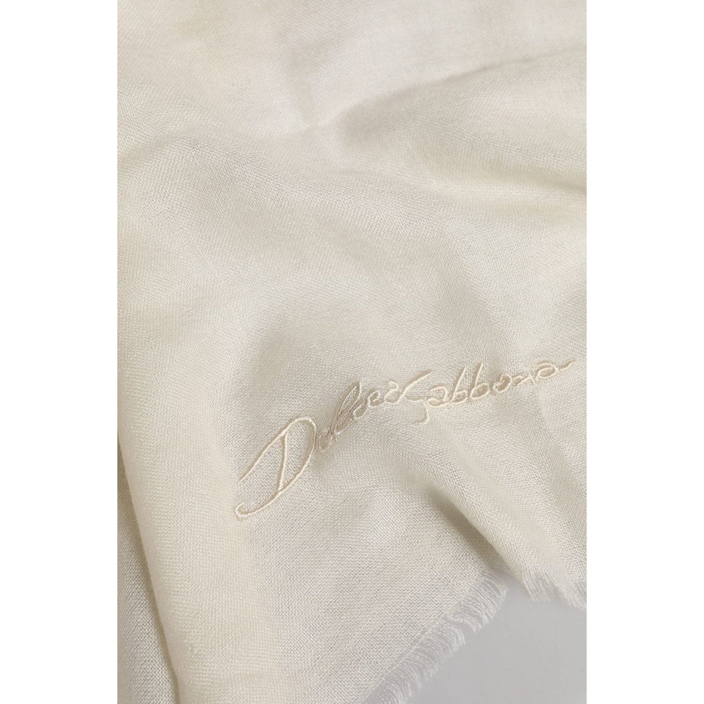 Dolce & Gabbana White Cashmere Neck Warmer Wrap Shawl Scarf MS7388