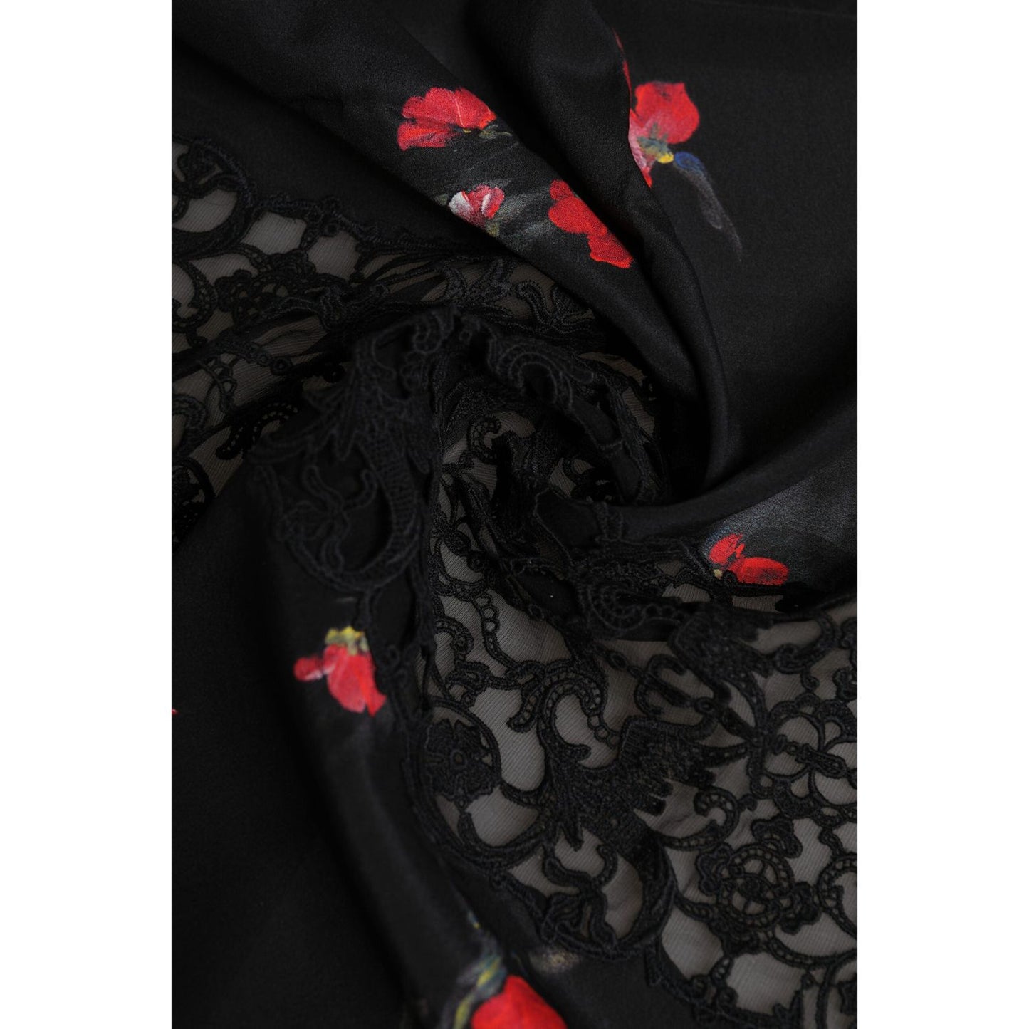Dolce & Gabbana Black Floral Print Neck Warmer Wrap Scarf MS7463